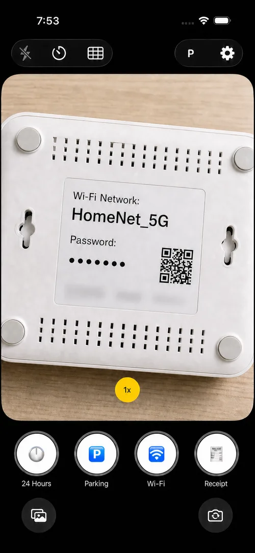 iPhoneでWi-Fiシャッターを使ってルーターのラベルを撮影