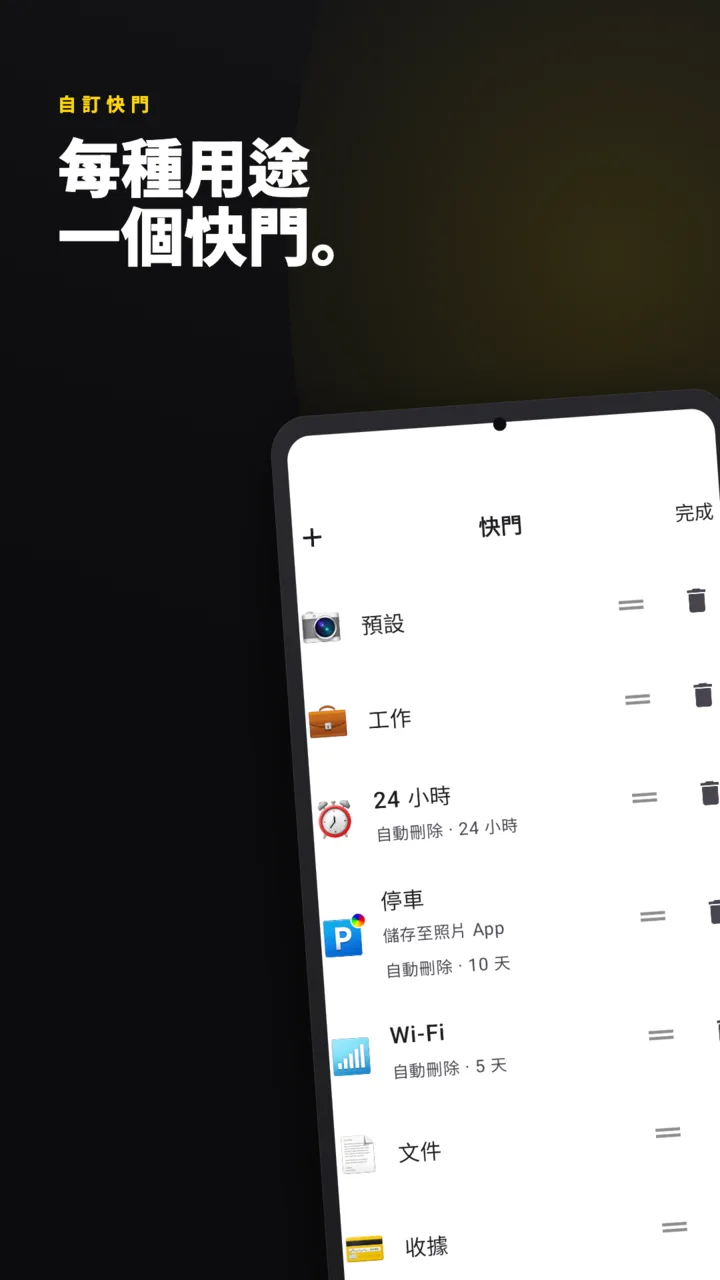 SideCam快門清單 — 基本、工作、24小時、停車、Wi-Fi